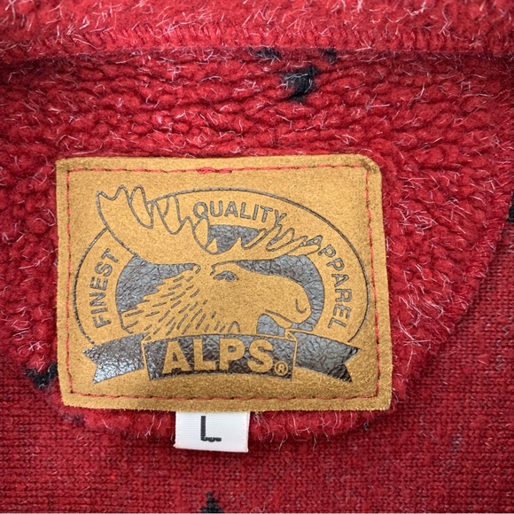 Alps Finest Quality Apparel Moose Print Winter Teddy Red Sweatshirt Size Large - Picture 12 of 16